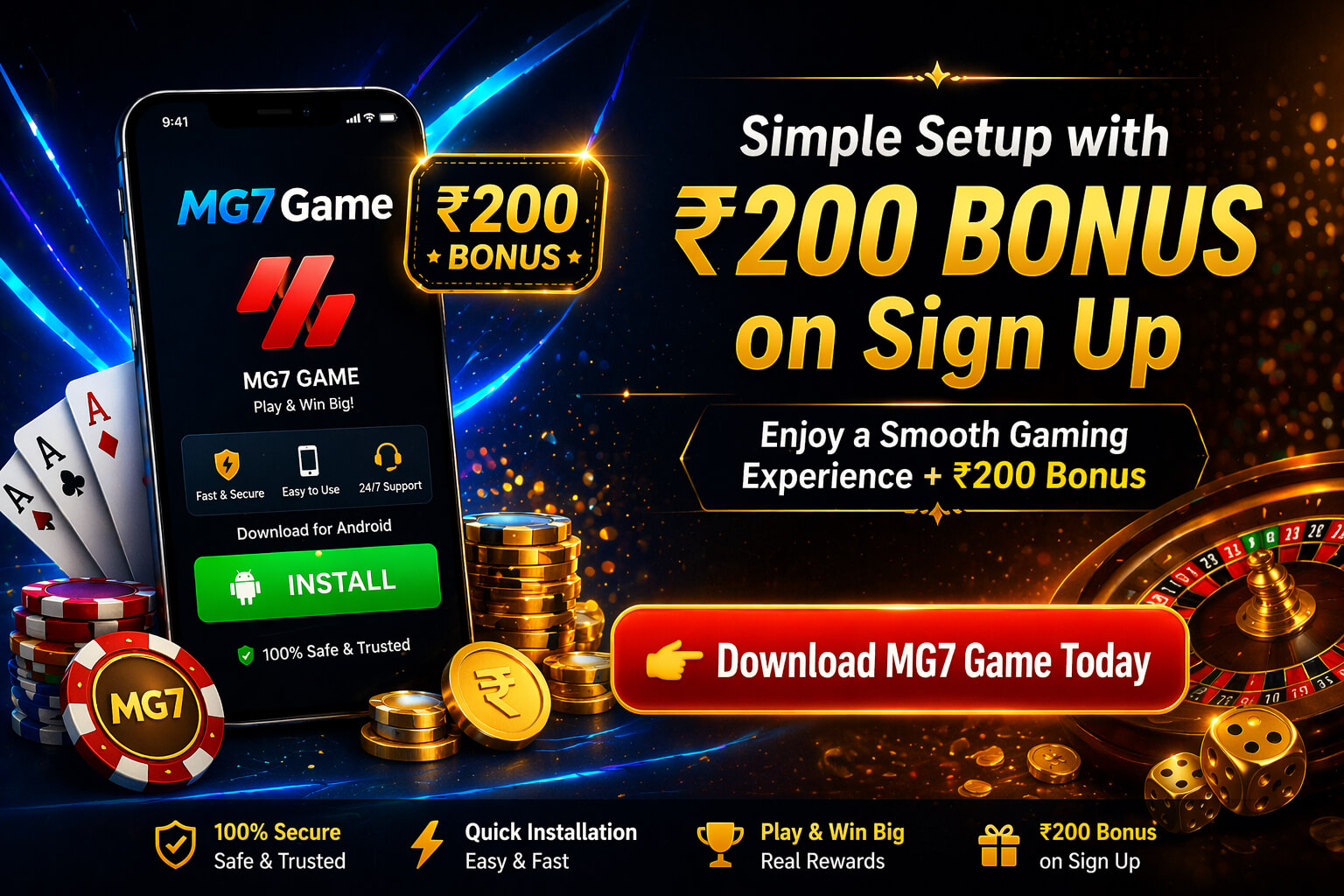 MG7 game promo with ₹200 bonus